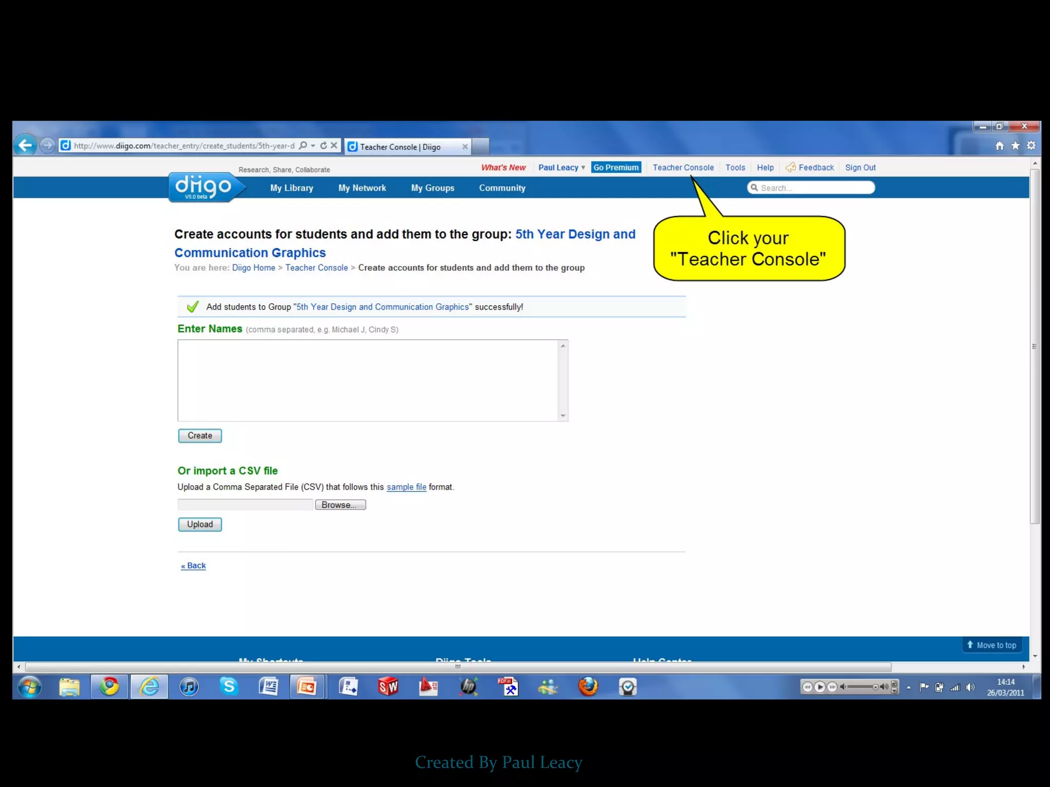 Creating student accounts (diigo)