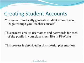 Creating student accounts (diigo)