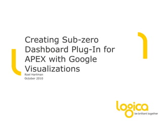 Creating Sub-zero
Dashboard Plug-In for
APEX with Google
VisualizationsRoel Hartman
October 2010
 