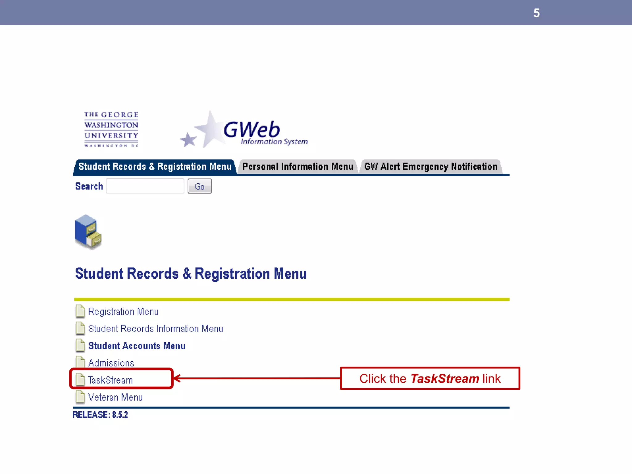 Click the TaskStream link
5
 