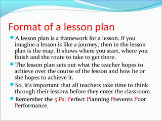There are some essential elements that a lesson plan
 should include.
Goals:
The teacher should identify an overall pur...