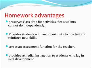 Collecting and Grading Homework

Not every homework assignment must be collected and graded




Students must receive fe...