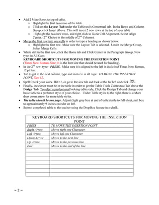 Creating tables in word | PDF