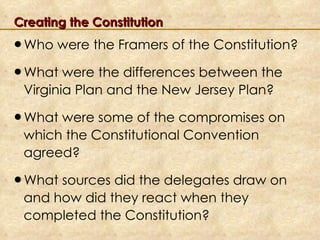 Creating the Constitution ,[object Object],[object Object],[object Object],[object Object]