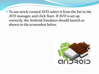 Creating the first app with android studio | PPTX