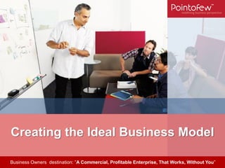 Creating the Ideal Business Model
Business Owners destination: Commercial,
Enterprise, That Works, Without You”
Business Owners Destination: ”A”A Commercial,Profitable Enterprise,That Works, Without You”
Business Owners Destination: ”ACommercial, Profitable Enterprise, That Works, Without You”

 