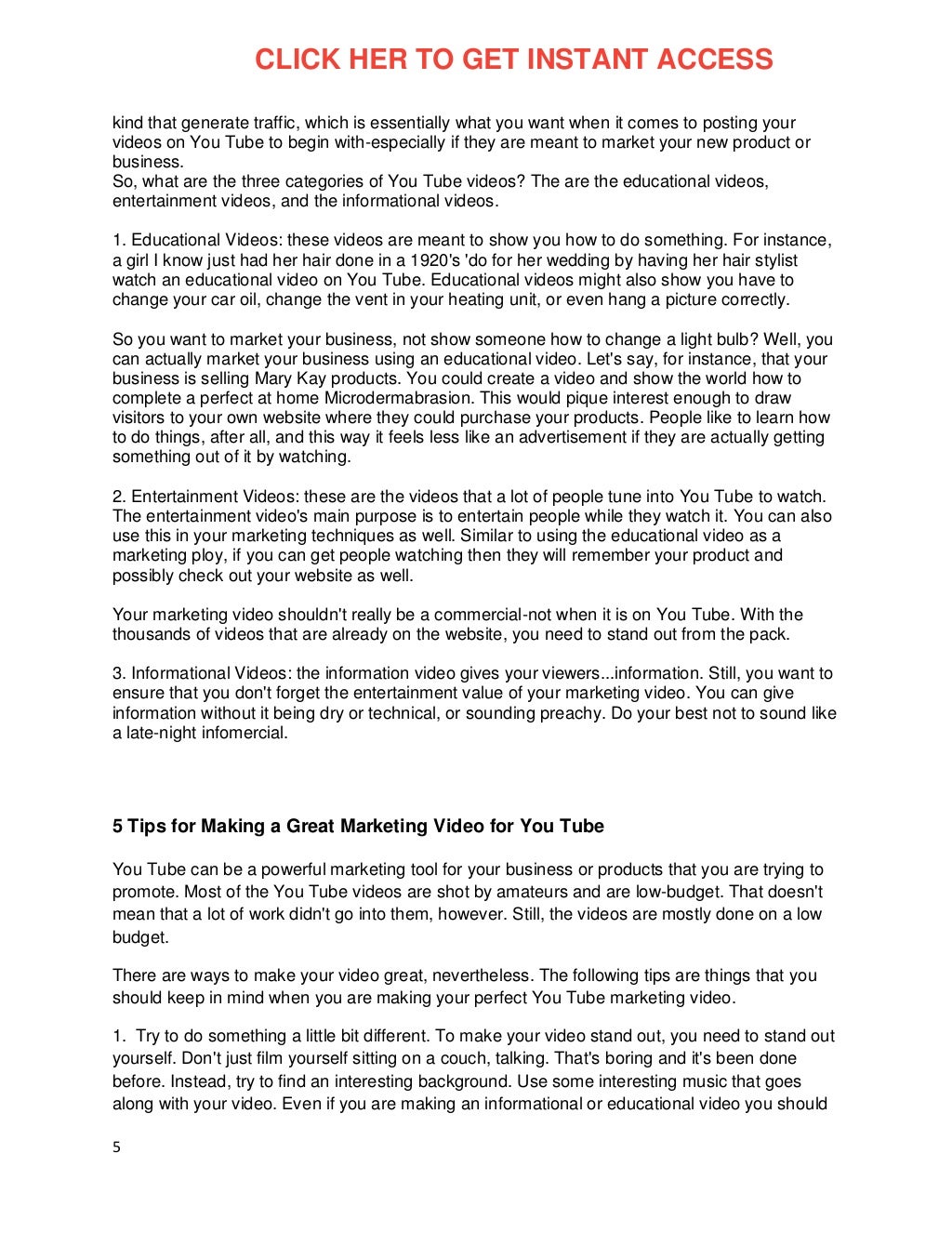 Creating the perfect you tube marketing ...