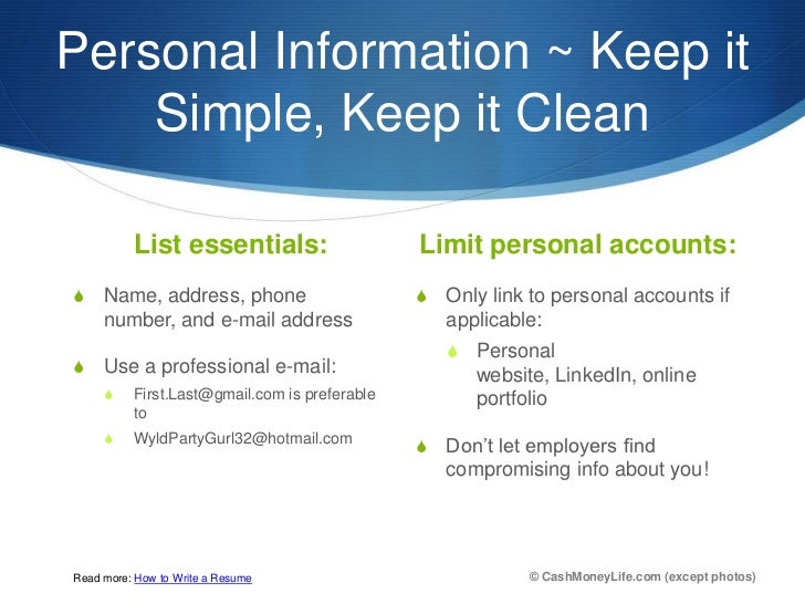 personal information in resumes
