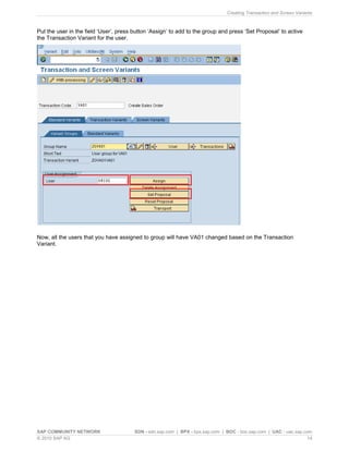 Creating transaction and screen variants | PDF