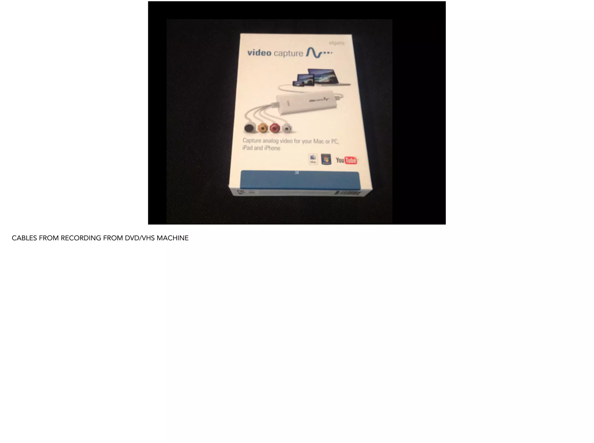 38
CABLES FROM RECORDING FROM DVD/VHS MACHINE
 