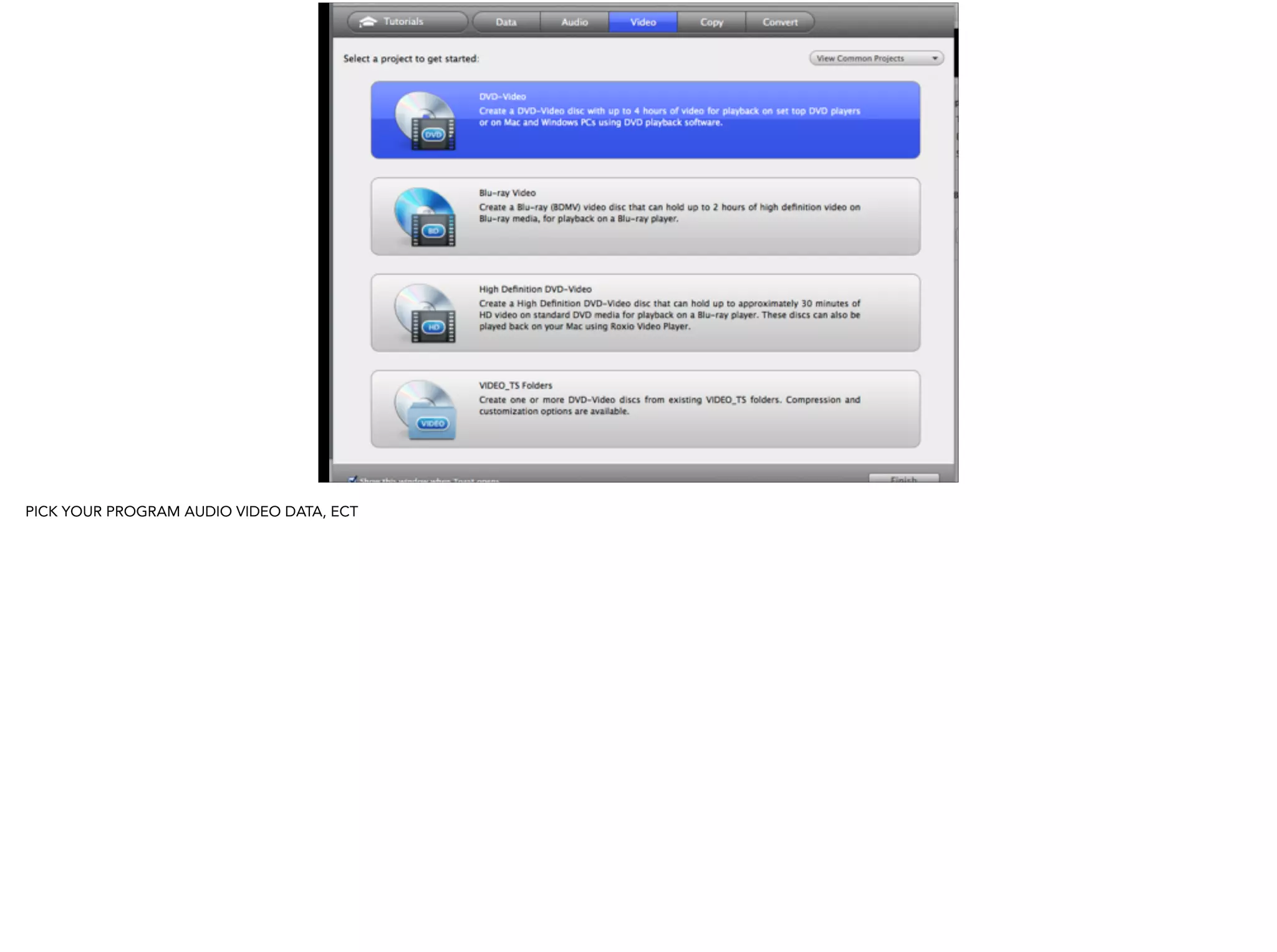 48
PICK YOUR PROGRAM AUDIO VIDEO DATA, ECT
 