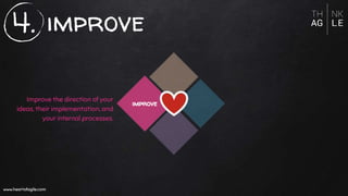 www.heartofagile.com
Improve the direction of your
ideas, their implementation, and
your internal processes.
improve
www.heartofagile.com
improve4.
 