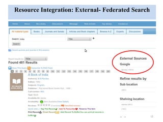 Resource Integration: External- Federated Search 
12 
 