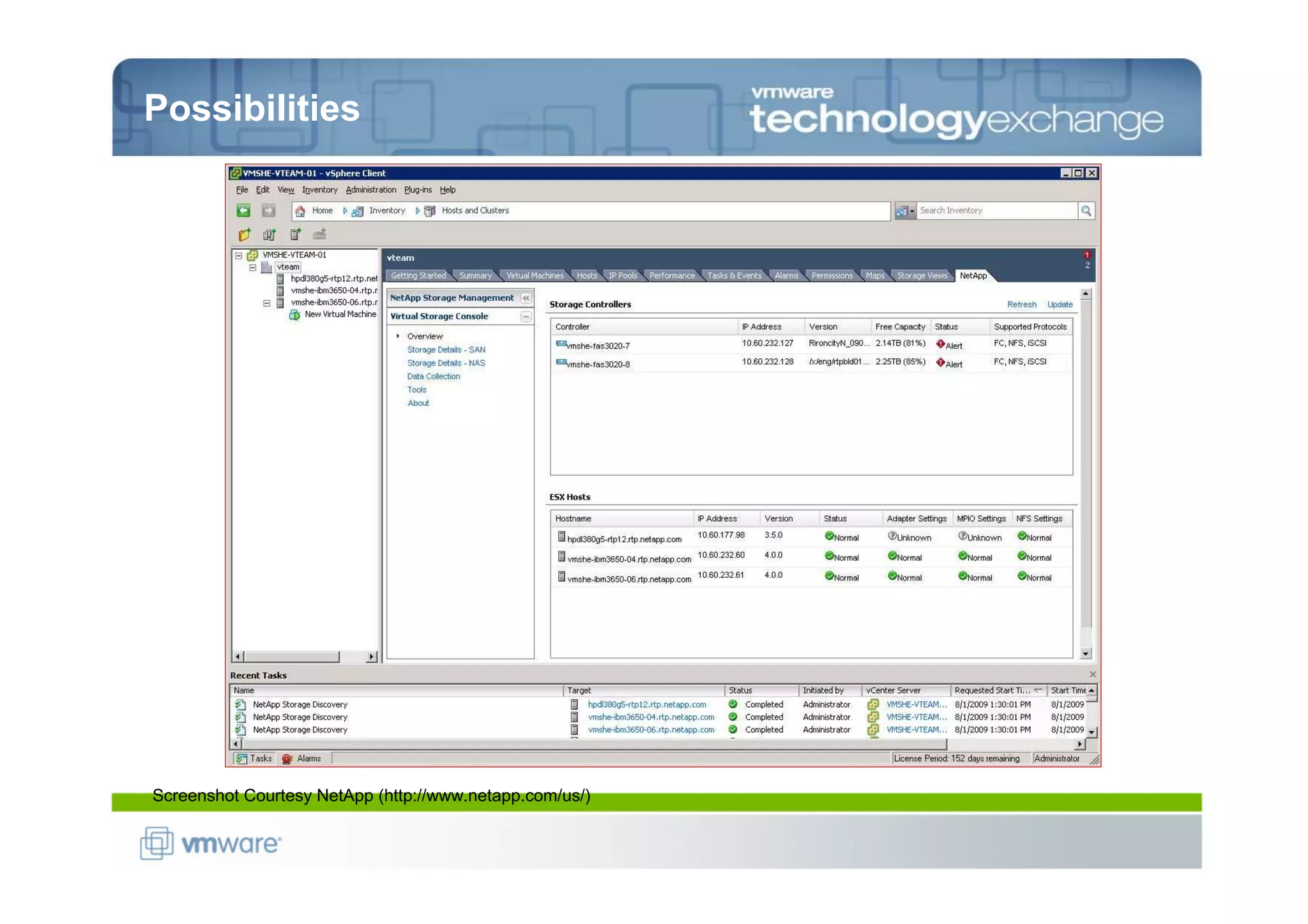 Possibilities




Screenshot Courtesy NetApp (http://www.netapp.com/us/)
 