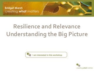 Resilience and Relevance
Understanding the Big Picture
 