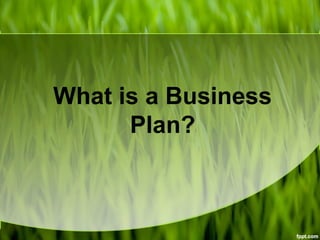 What is a Business
Plan?
 