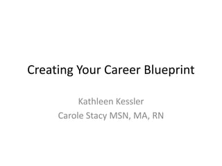 Creating Your Career Blueprint
Kathleen Kessler
Carole Stacy MSN, MA, RN
 