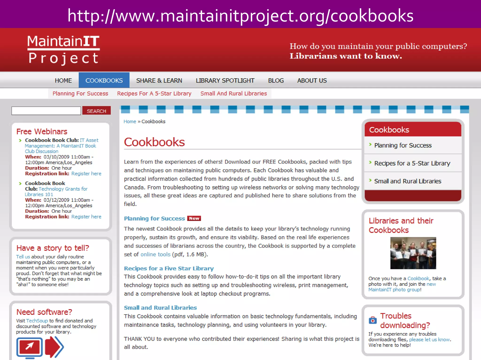 http://www.maintainitproject.org/cookbooks 