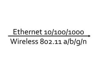Ethernet 10/100/1000 Wireless 802.11 a/b/g/n 