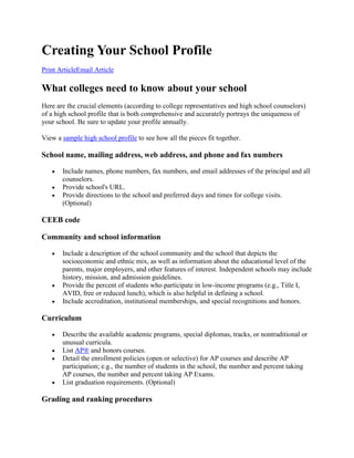 Creating your school profile | PDF