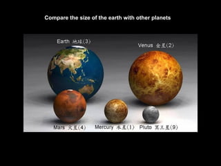 Compare the size of the earth with other planets 