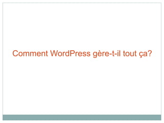 Comment WordPress gère-t-il tout ça?
 