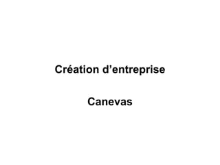 Création d’entreprise
Canevas
 