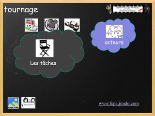 tournage


                     acteurs


      Les tâches




                   www.fcpa.jimdo.com
 