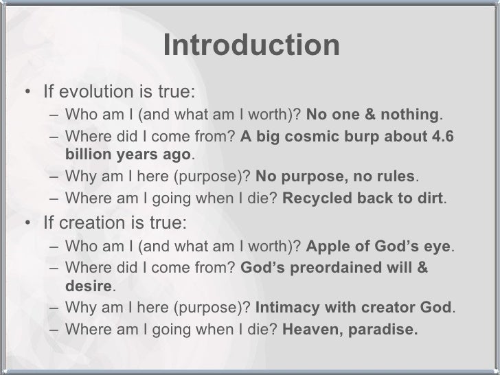 Creation versus evolution essay