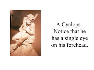 A Cyclops.
 Notice that he
has a single eye
on his forehead.
 