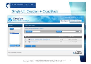 Single UI: Cloudian + CloudStack 	

        Cloudstack UI snapshot here	
Secondary	
                                                                    Storage	




                                                                                                                               Object	
                                                                                                                               Storage	




                    &copy; Copyright and Confidential, Gemini Mobile Technologies, Inc. & KK, 2012, All rights reserved.	
   20	
 