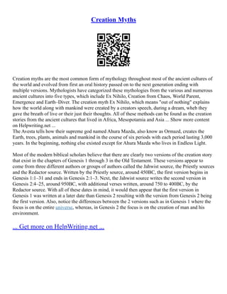 Method Myth Creation Myths | PDF