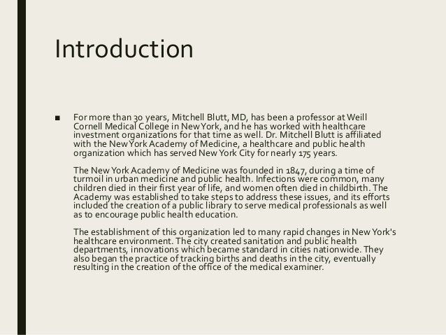creation ofthe newyork academy of medicine mitchell blutt 2