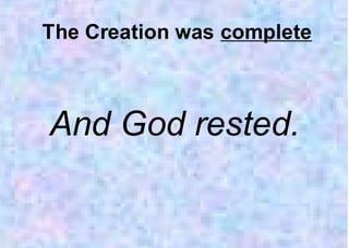 Creation to redemption