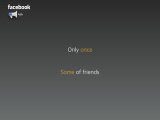 Ads
Only once
Some of friends
 