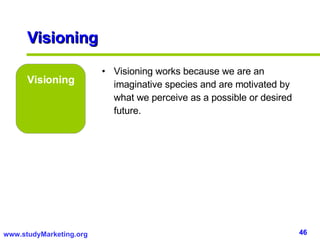 Visioning Visioning <ul><li>Visioning works because we are an imaginative species and are motivated by what we perceive as...