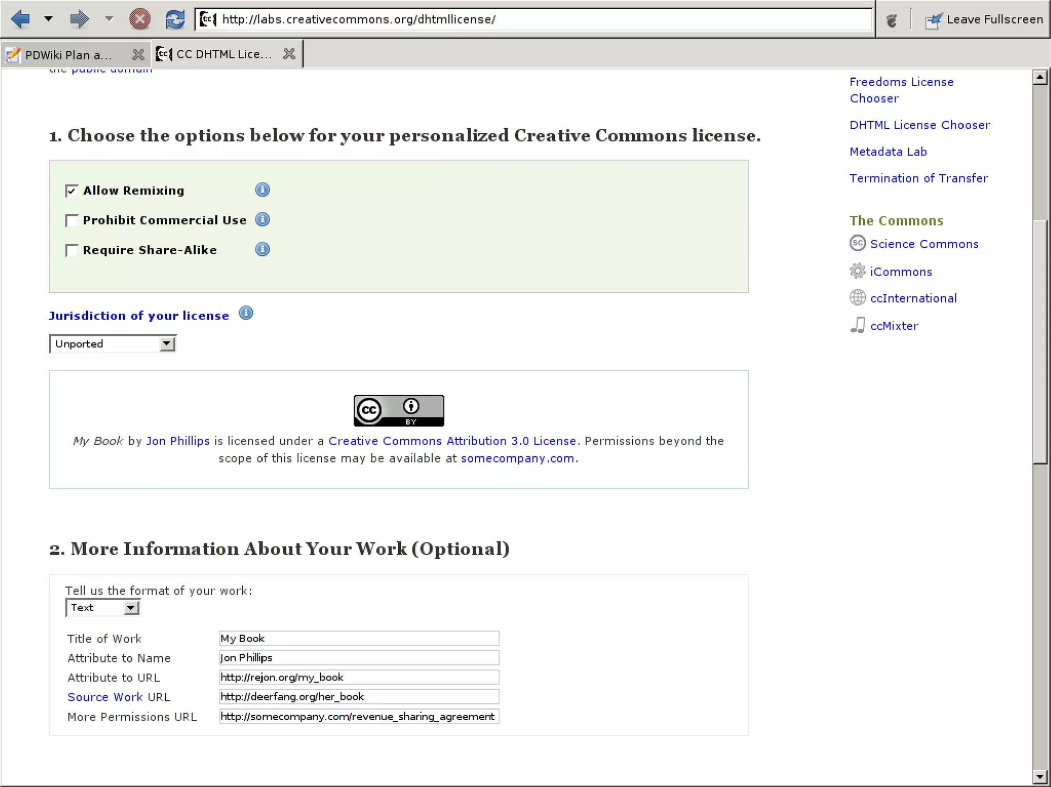 Creative Commons CC+ Examples