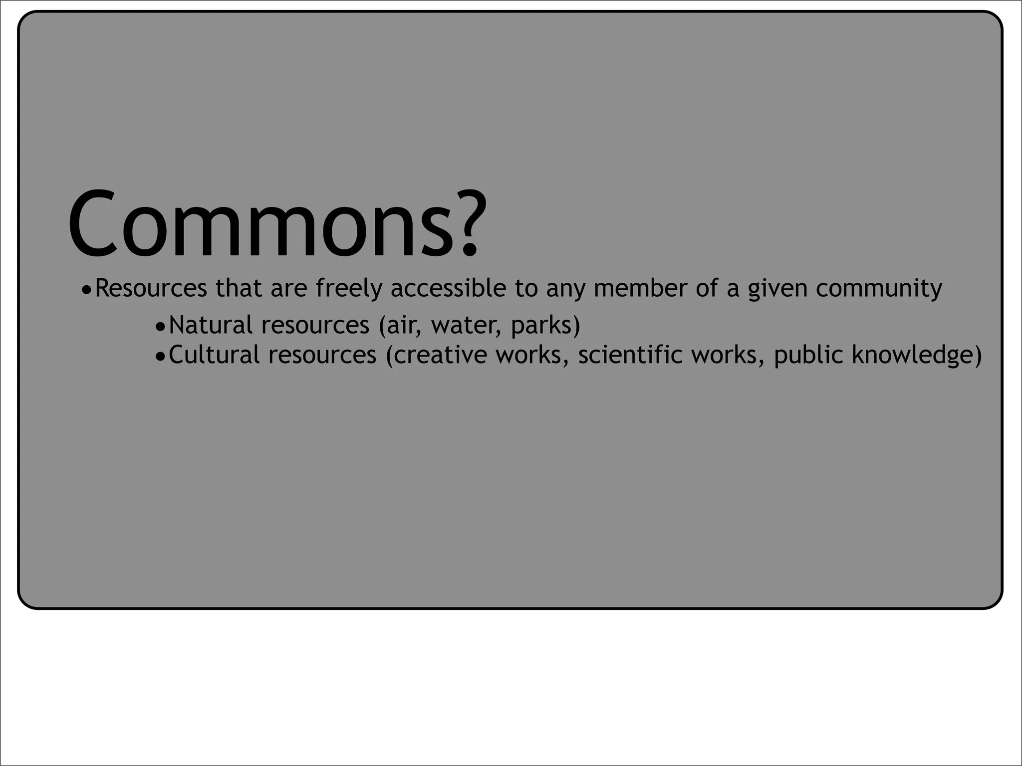 Creative Commons Presentation for the July 11, 2007 Yahoo! Creative Talk (PDF format)