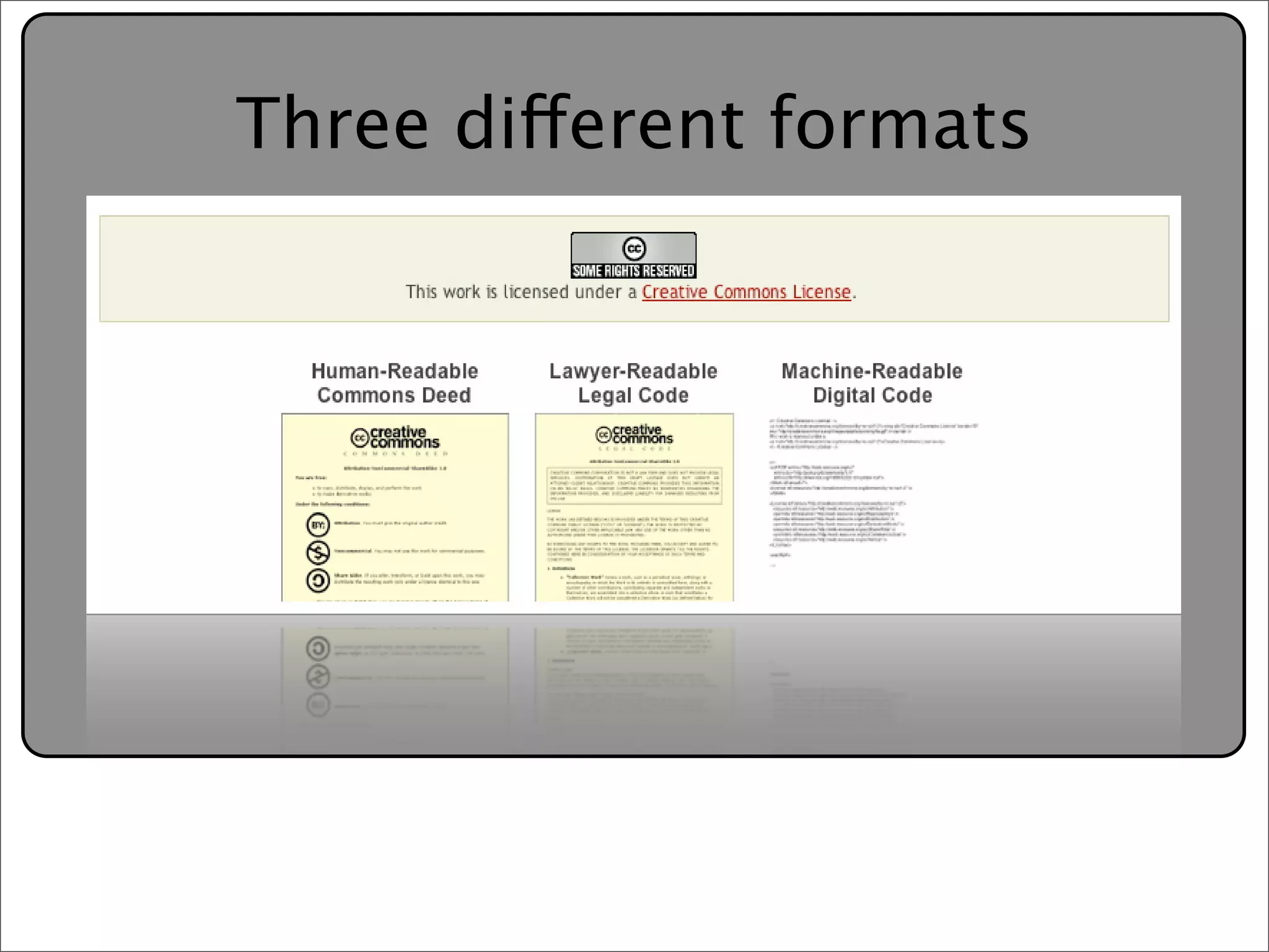 Creative Commons Presentation for the July 11, 2007 Yahoo! Creative Talk (PDF format)