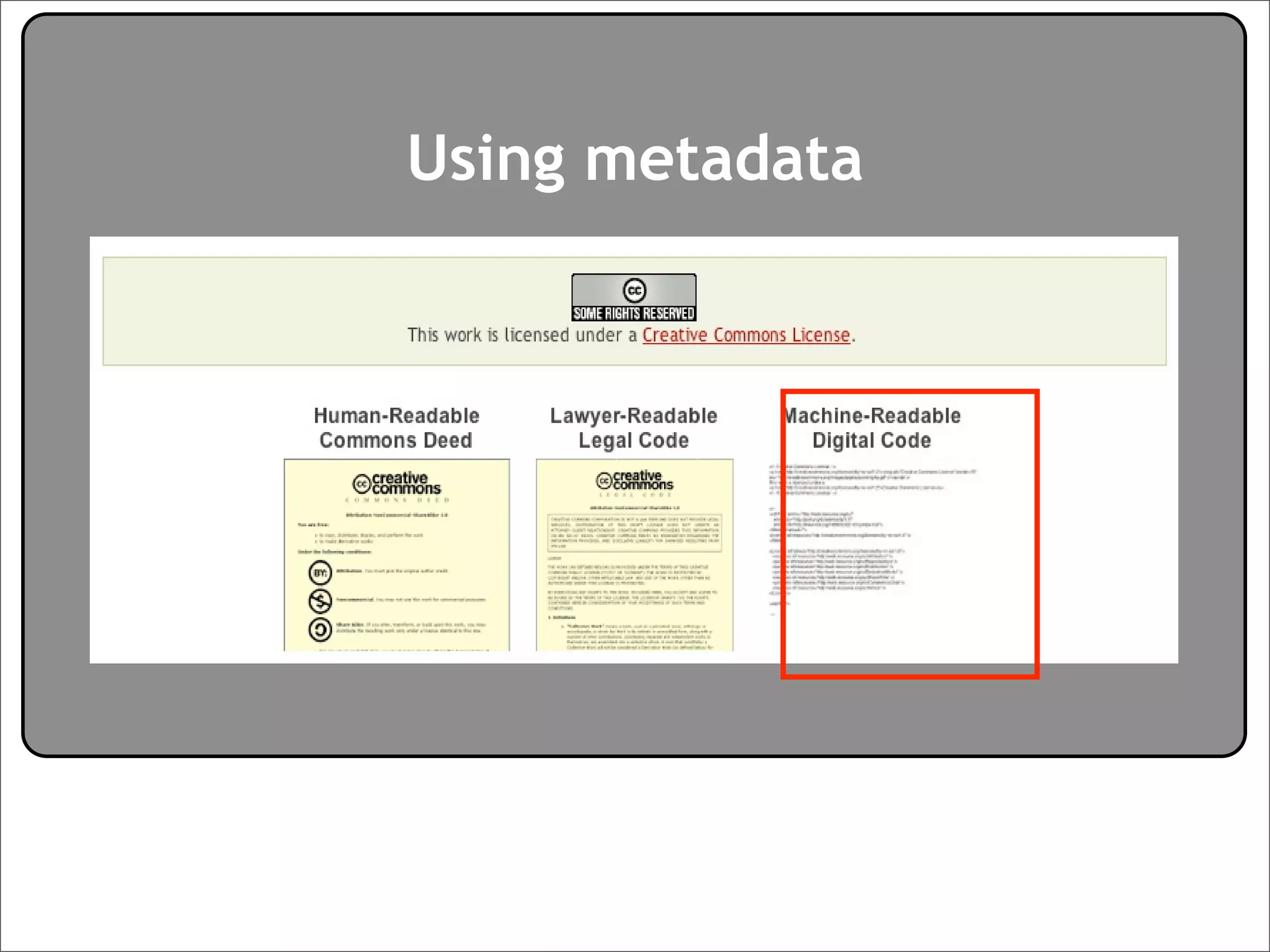 Creative Commons Presentation for the July 11, 2007 Yahoo! Creative Talk (PDF format)