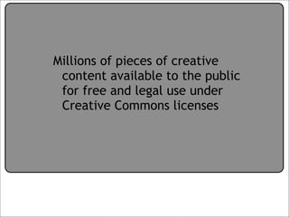 Creative Commons Presentation for the July 11, 2007 Yahoo! Creative Talk (PDF format)