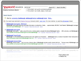 Creative Commons Presentation for the July 11, 2007 Yahoo! Creative Talk (PDF format)