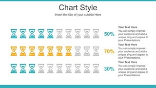 Chart Style
Insert the title of your subtitle Here
30%
50%
70%
You can simply impress
your audience and add a
unique zing and appeal to
your Presentations.
Your Text Here
You can simply impress
your audience and add a
unique zing and appeal to
your Presentations.
Your Text Here
You can simply impress
your audience and add a
unique zing and appeal to
your Presentations.
Your Text Here
 