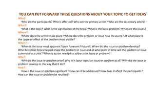 Topic Issue Question/problem Creative writting-techniques | PPTX