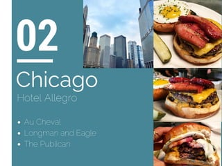 Au Cheval
Longman and Eagle
The Publican
02
Chicago
Hotel Allegro
 