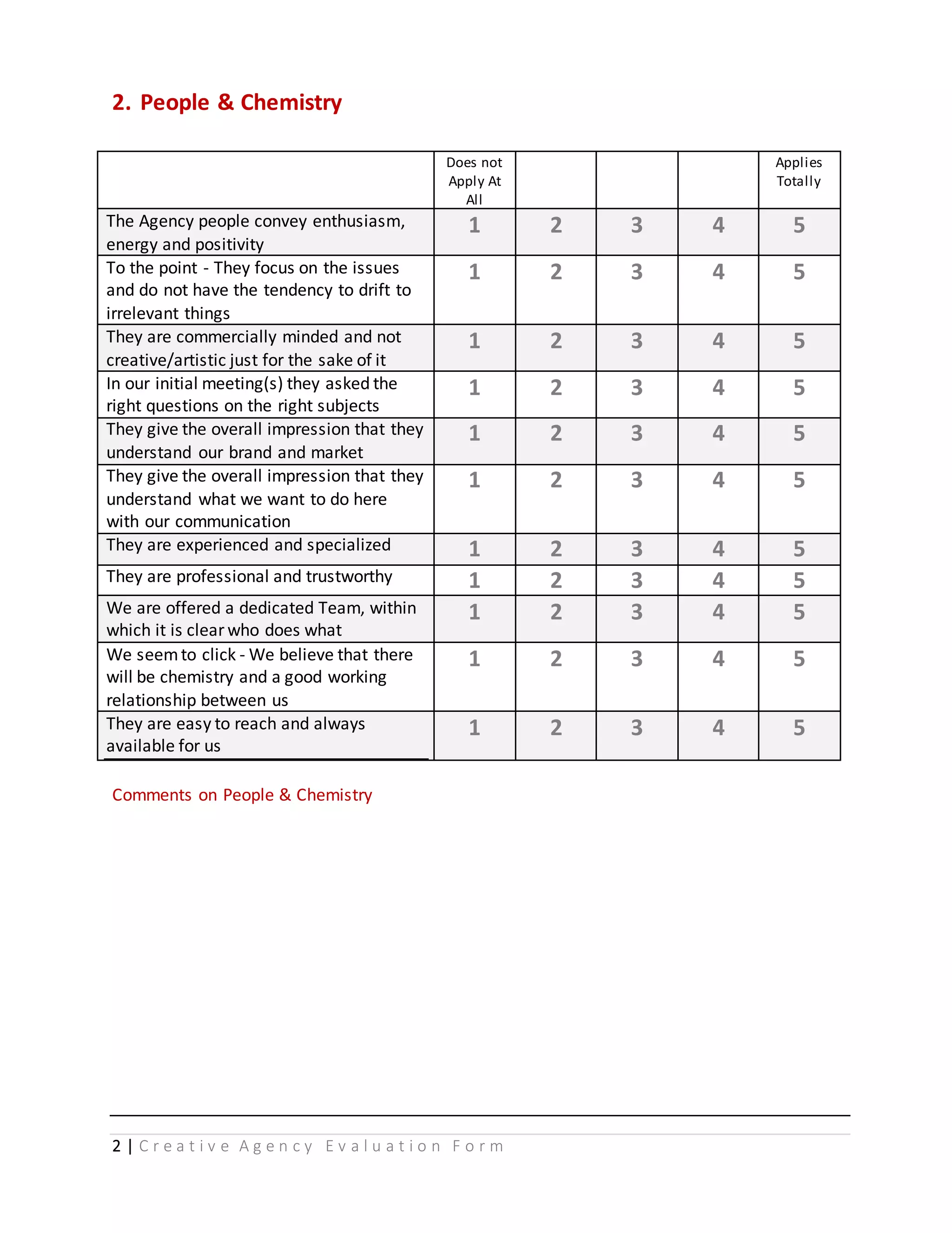 Creative agency evaluation form | DOCX | Advertising Industry | Industries