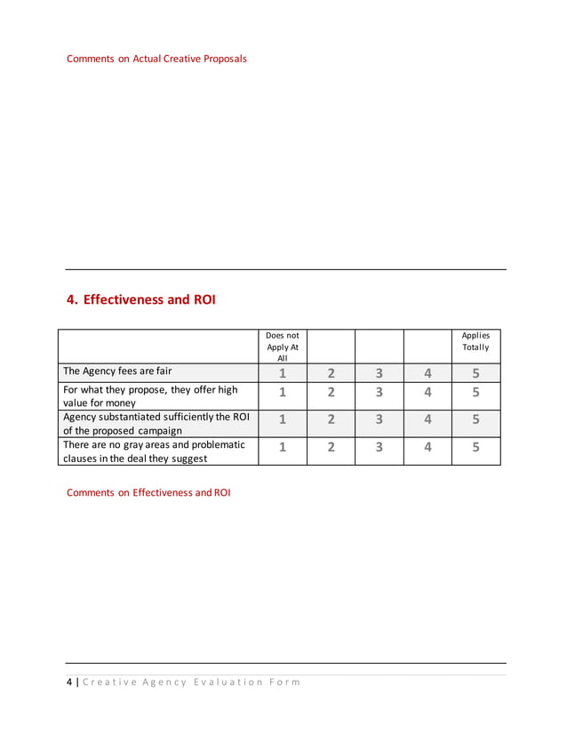 Creative agency evaluation form | DOCX | Advertising Industry | Industries