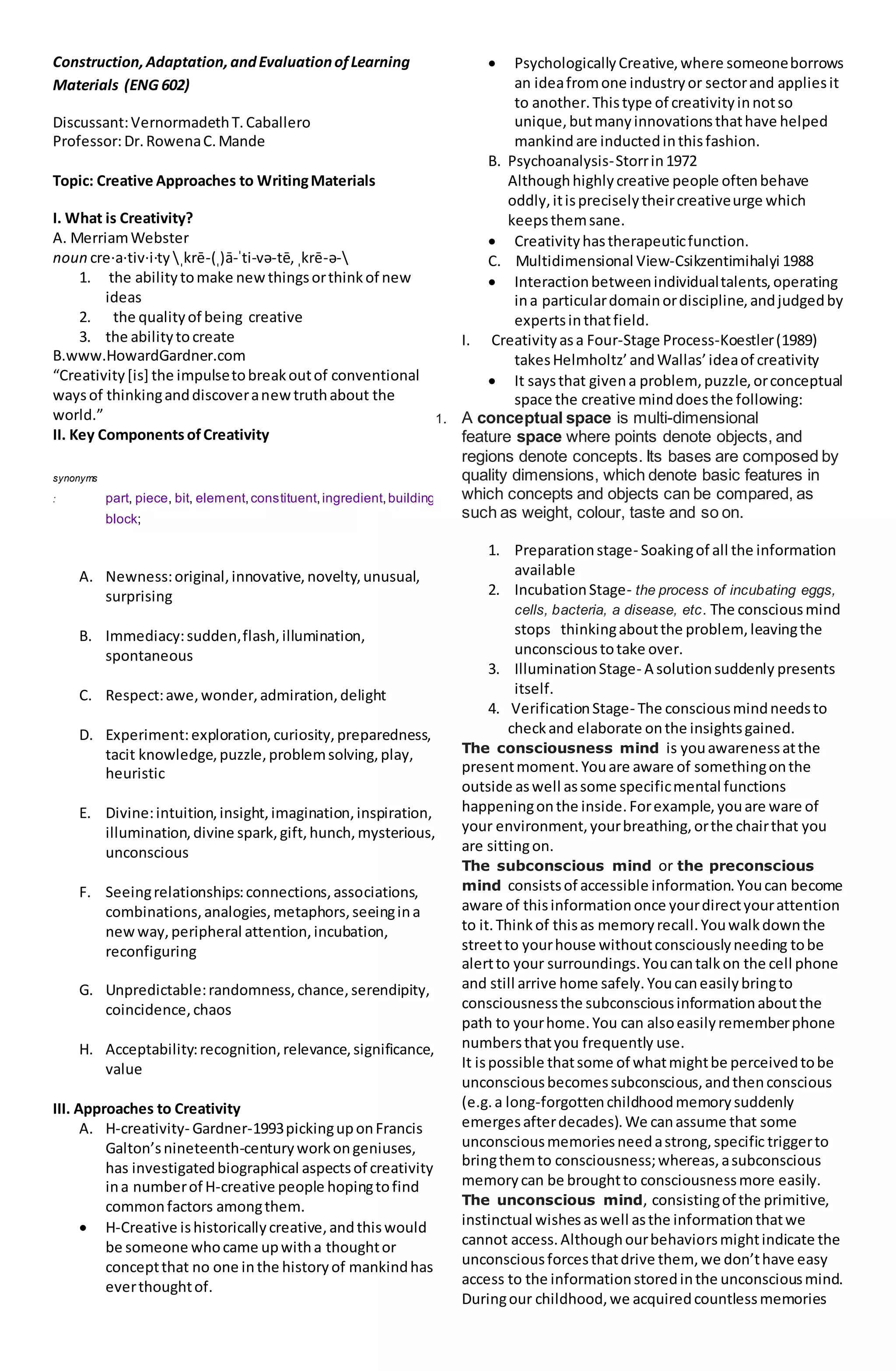 Creative Approaches to Writing Materials | DOCX