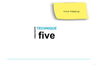 TECHNIQUE
CREATIVITIY
five
Mind Mapping
 