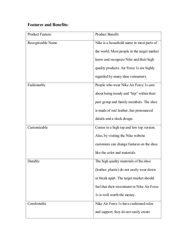 features of nike shoes